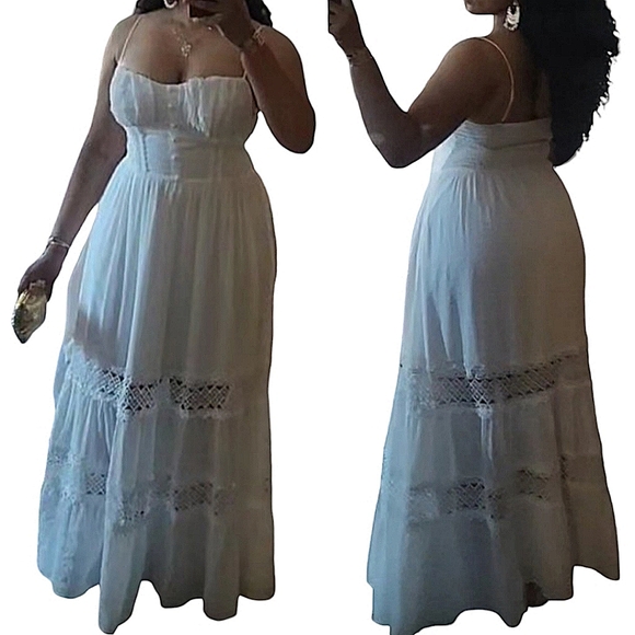 ☆Windsor Feel The Romance Sweetheart Button Lace Trim Maxi Dress☆ - Picture 2 of 2